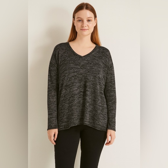 Wilfred Free Heathered Black Long Sleeve V-Neck Top - Size S - Picture 1 of 11